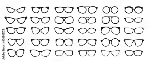 Glasses silhouette vector. Frame for sunglasses. Vision-correcting spectacle frame, optical lens frame for nearsightedness
