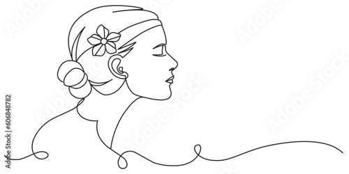Women’s day line art style vector illustration. Line art vector illustration of a beauty woman
