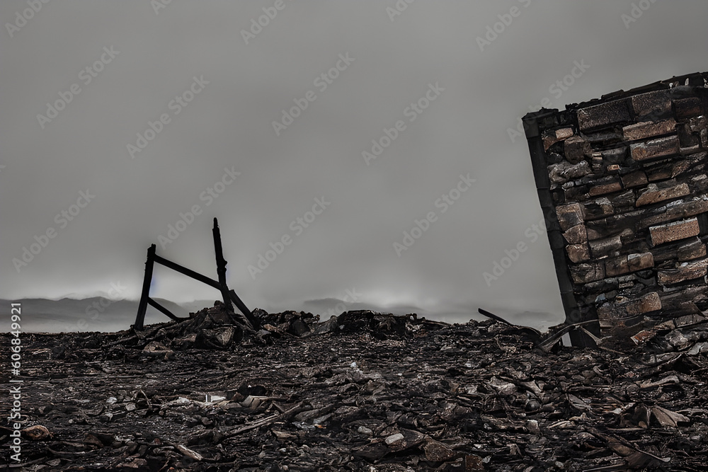 A post-apocalyptic wasteland with ruins and ruins A post-apocalyptic wasteland with ruins and ruins