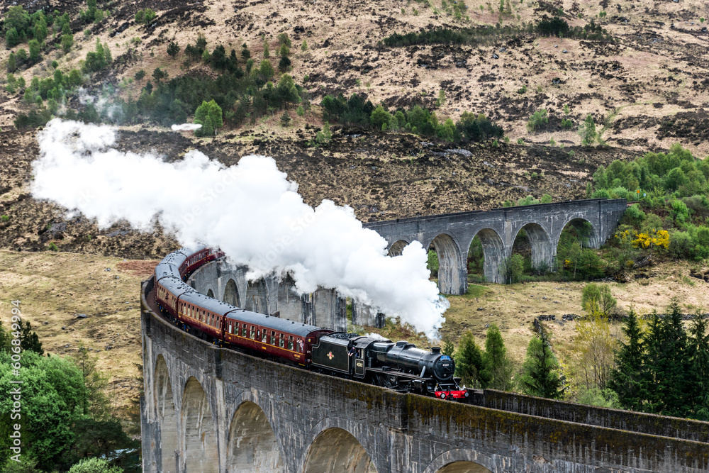Naklejka premium Jacobite Train Glenfinnan Viaduct Scotland