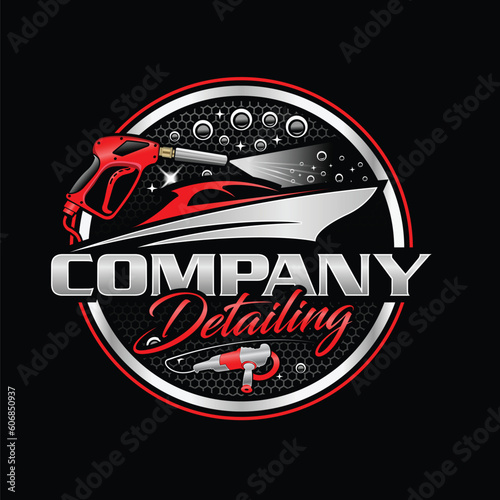 Boat detailing and pressure washing logo design template