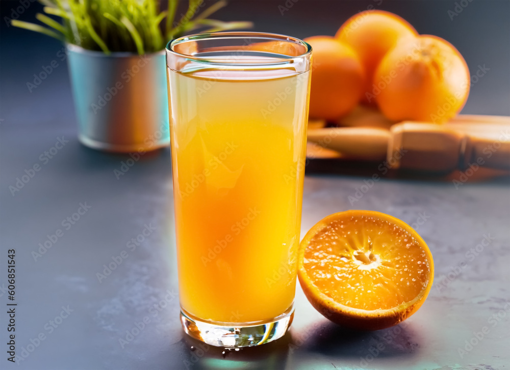 Fototapeta premium Fresh and cold orange juice. Generated AI
