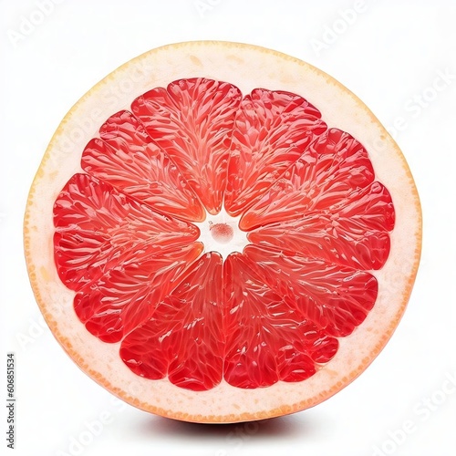 A cut in half of a grapefruit with a white background ai generated