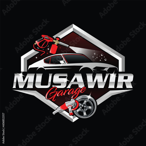 Garage auto detailing logo design template