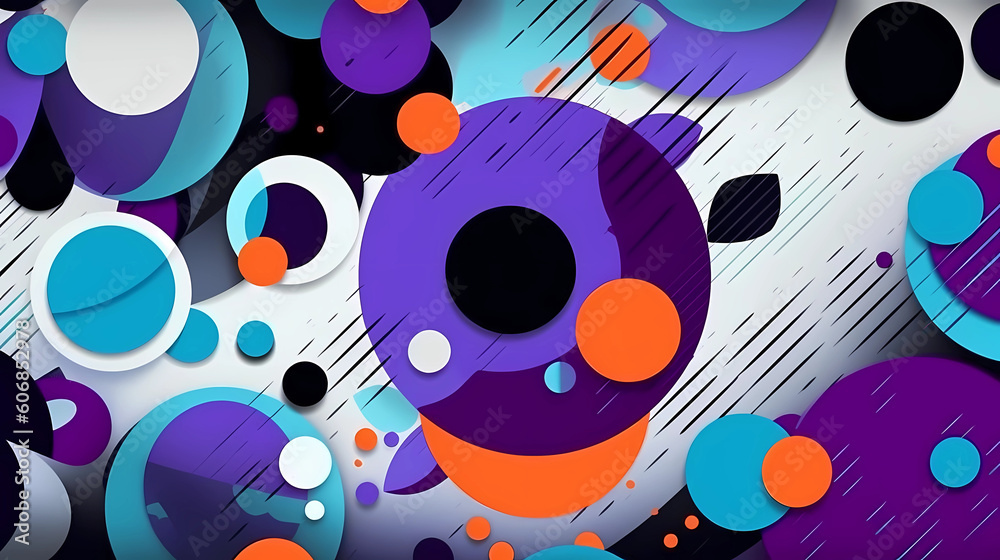 Fototapeta premium Background Wallpaper - Geometric Abstraction - Minimalist geometric shapes, squares, circles, and triangles. Sleek and clean design with a futuristic color palette like silver, neon (Generative AI)