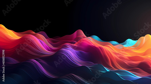 Background Wallpaper - Colorful Waveforms. A captivating wallpaper using vibrant waveforms in different colors, overlapping and intertwining to form an abstract composition (Generative AI)