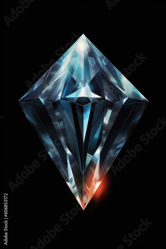 A shiny diamond close-up on black background. (Generative AI) © HandmadePictures