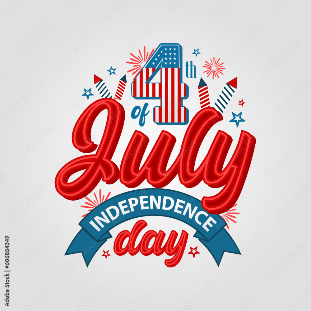Naklejka premium Usa Independence day 4th of July background with us flag premium Vector. National holiday Festive illustration.