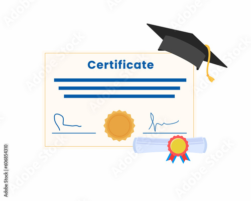 Certificate degree of university, college or school Achievement, award, grant, diploma education concepts.