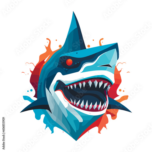 Agressive Shark esport gaming vector mascot logo template photo