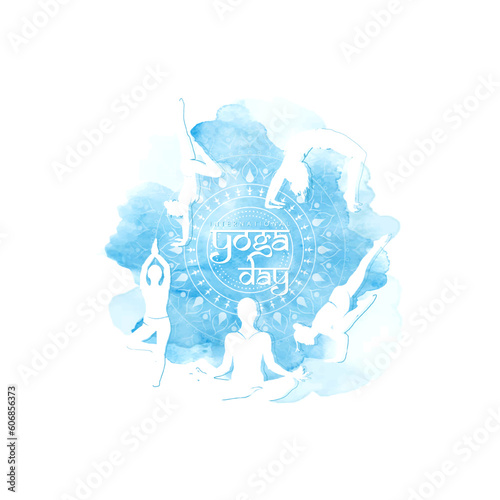21 June- international yoga day, woman in yoga body posture. Vector