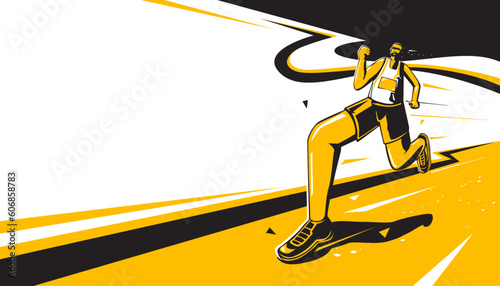 Vector running abstract background design. The sport eqipment for exercise and fitness gym photo