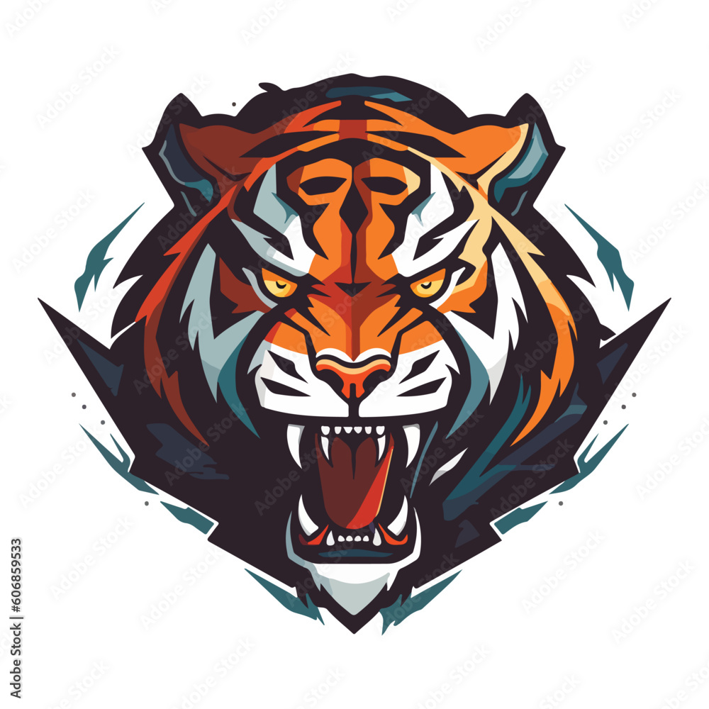 Tiger mascot sport logo design. Tiger animal mascot head vector illustration logo. Wild cat head mascot, Tiger head emblem design for eSports team