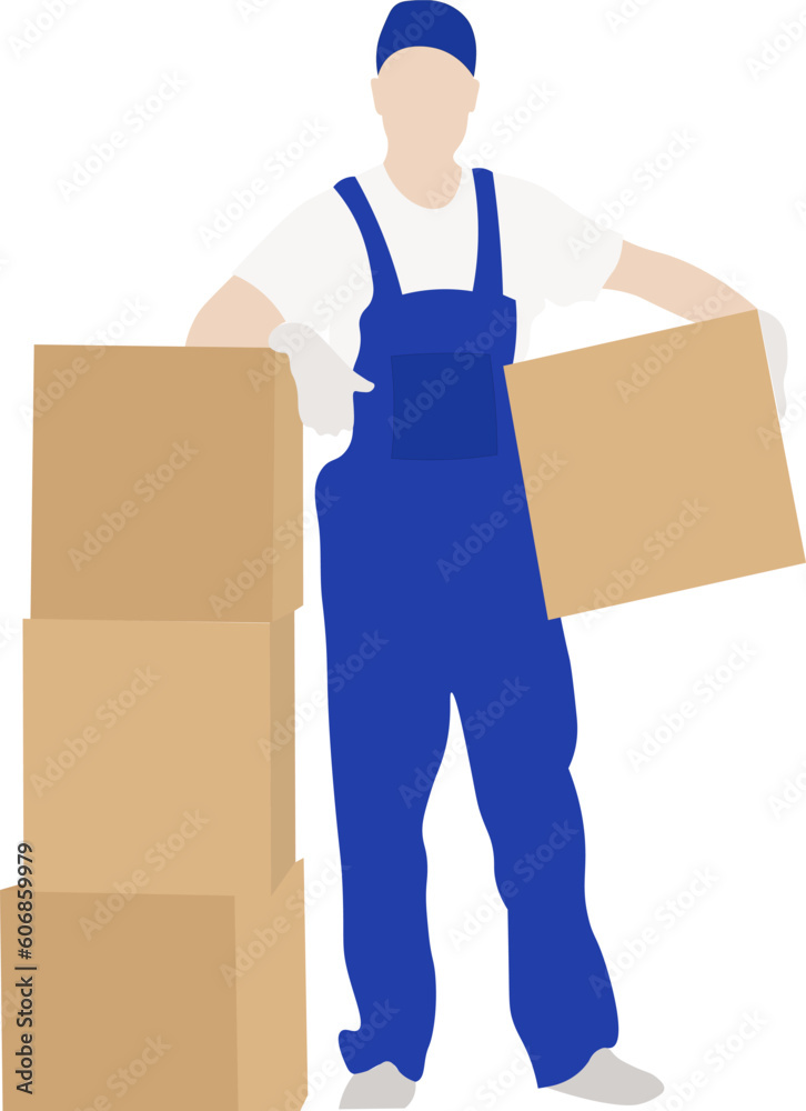 Man Loader with Boxes, Delivery Man, Urier Man Loader with Boxes, Delivery Man, Urier