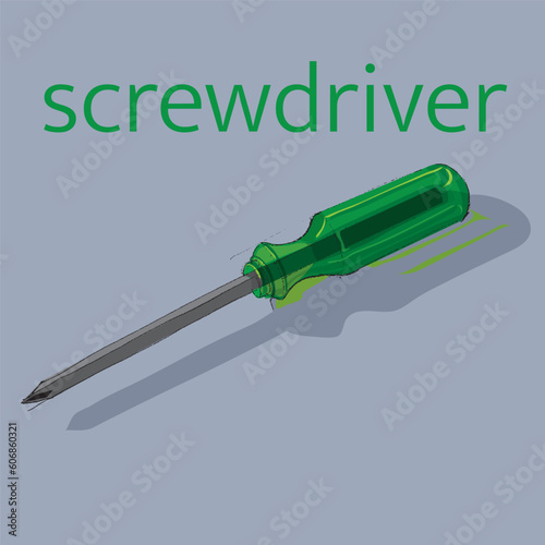 screwdriver drawing sketch pencil style