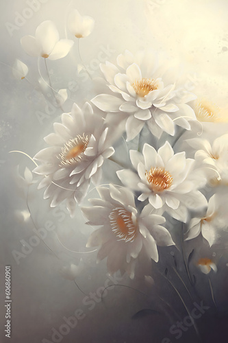 Fototapeta Naklejka Na Ścianę i Meble -  delicate watercolor pattern of flowers in soft tones with spray of drops
