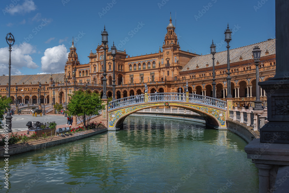 Plaza de Espana and Navarre Bridge - Seville, Andalusia, Spain