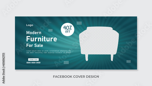 Furniture sale facebook cover page design template . vector illustration .