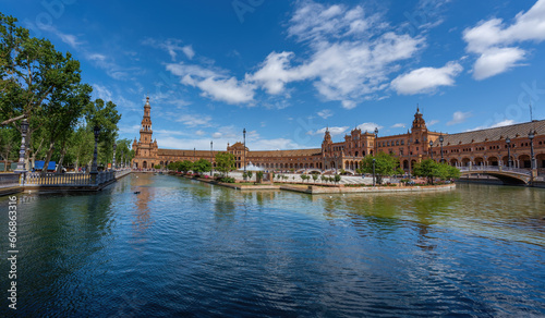 Panoramic View of Plaza de Espana - Seville  Andalusia  Spain