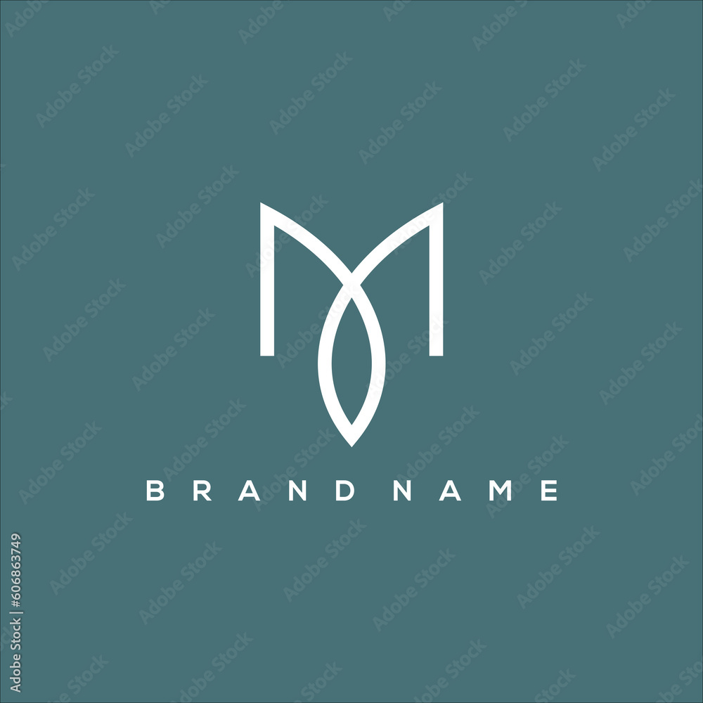 line art letter M and leaf logo vector Stock Vector | Adobe Stock