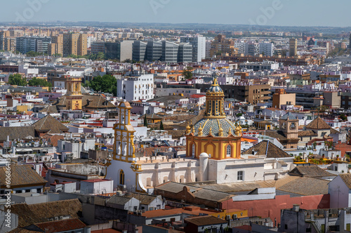 Aerial View of Seville with Santa Cruz Church - Seville, Andalusia, Spain.