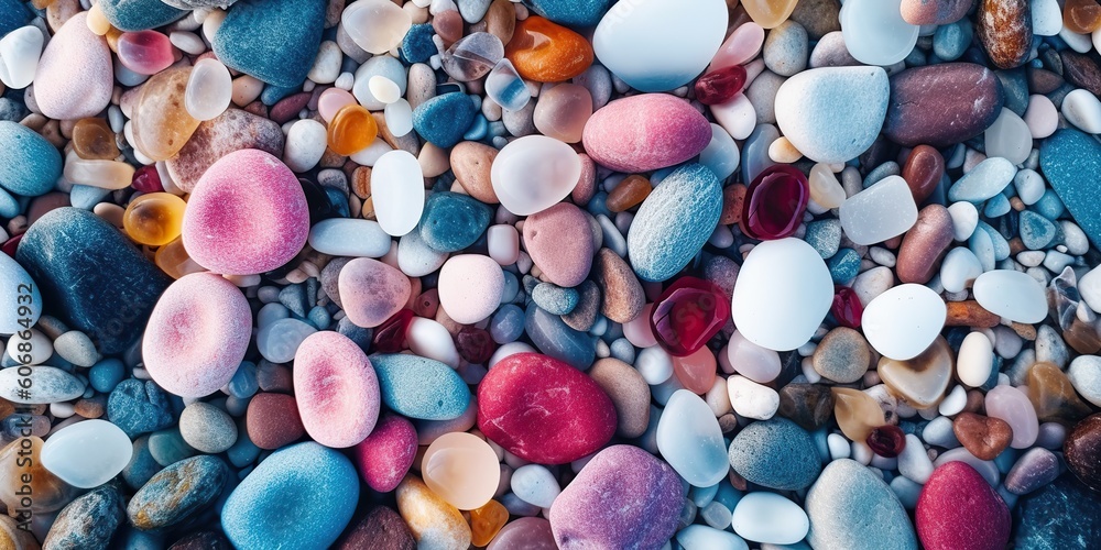 AI Generated. AI Generative. Summer beach cost sea side pebbles stones. Graphic Art