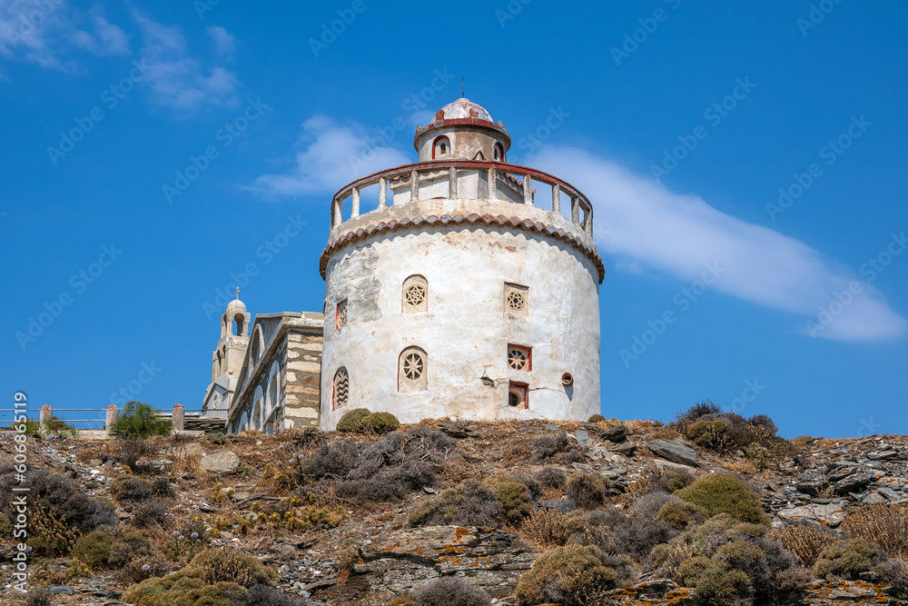 Old Lighthouse o0f Isternia on Tinos, Greece Old Lighthouse o0f Isternia on Tinos, Greece