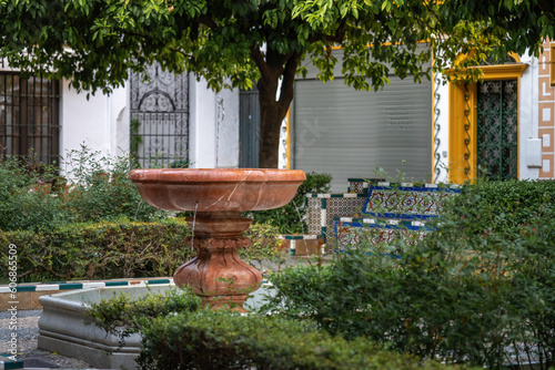 Fountain of Plaza de Dona Elvira Square at Juderia - Seville, Andalusia, Spain