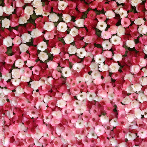 Fototapeta Naklejka Na Ścianę i Meble -  A wall full of rose buds, light red and pink, white color. wedding. Abstract web page banner. Copy space.