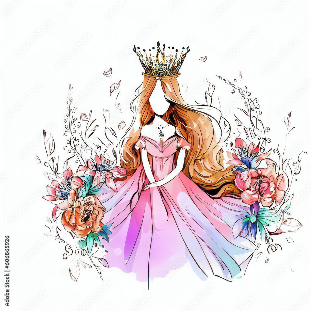 Regal Queen's Watercolor Reverie, Generative AI Regal Queen's Watercolor Reverie, Generative AI