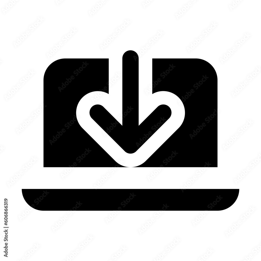 Laptop Arrow Down Icon Laptop Arrow Down Icon