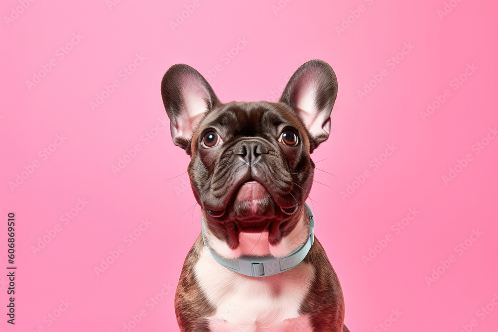 french bulldog over a pink background