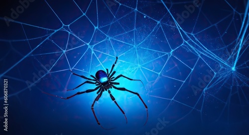 spider background blue and glow particle abstract background Ai Generative © Hashim