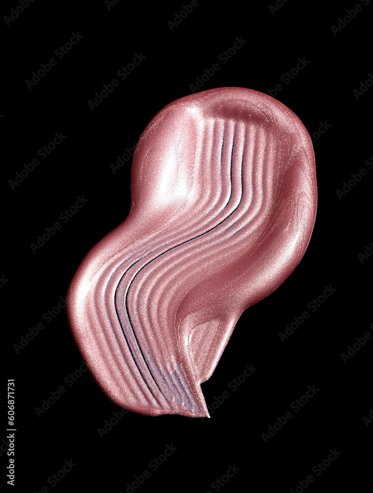 Fototapeta premium pink shimmer swatch of lipgloss, bright color cosmetic product stroke, acryl gouache oil paint texture, cosmetic or beauty product texture 