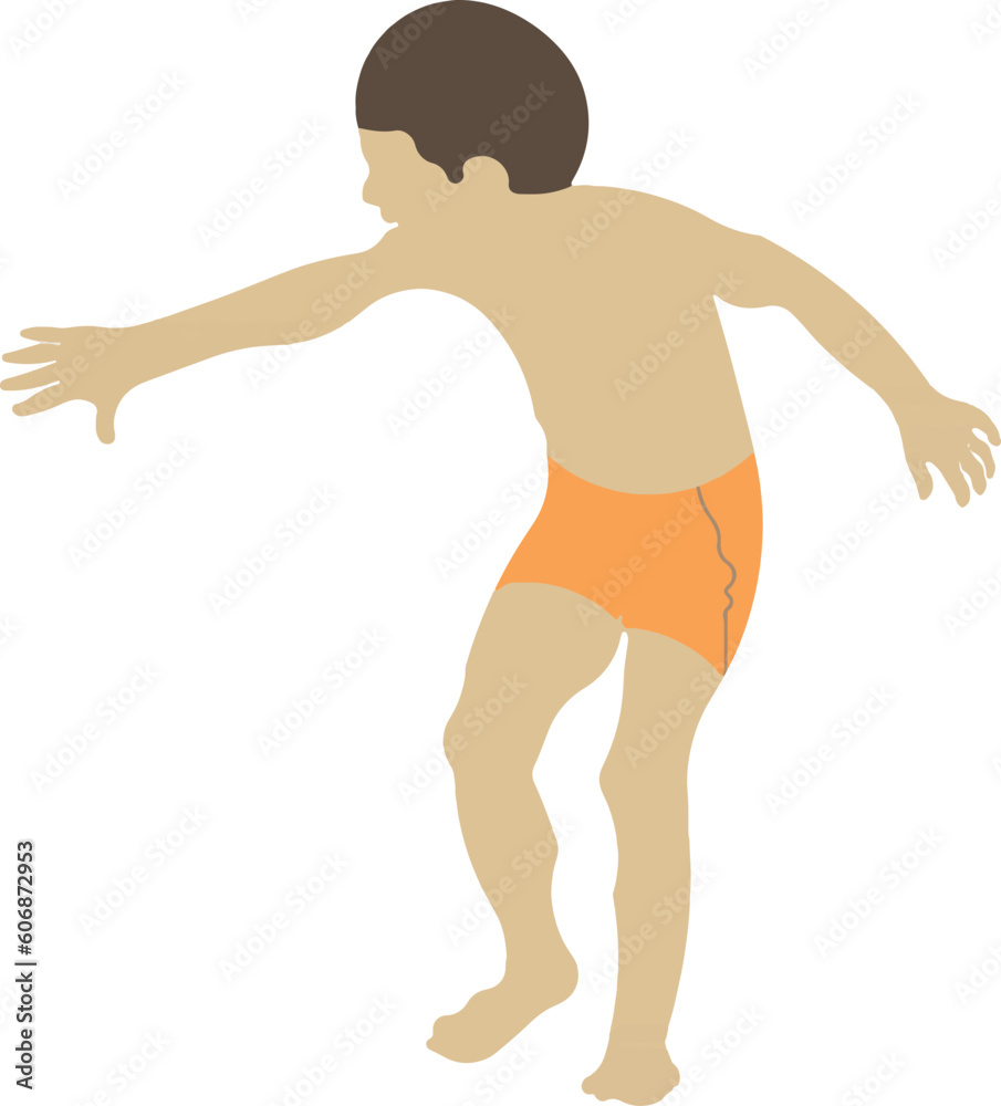 Standing Boy in Bathing Suit 3 Vector Illustration Standing Boy in Bathing Suit 3 Vector Illustration