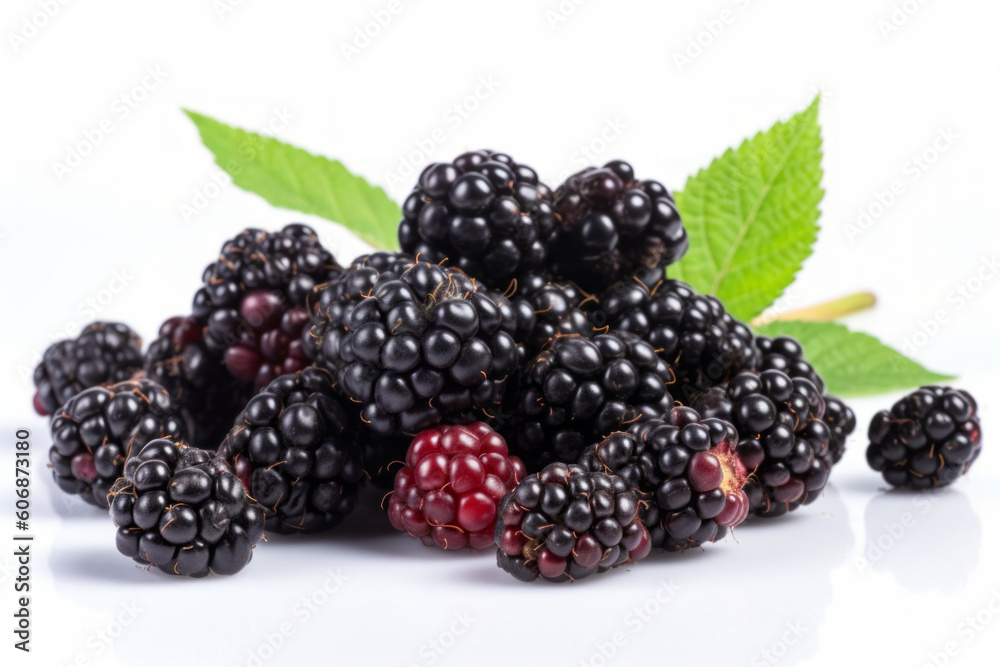 a small pile of ripe blackberries on a clean white background a small pile of ripe blackberries on a clean white background
