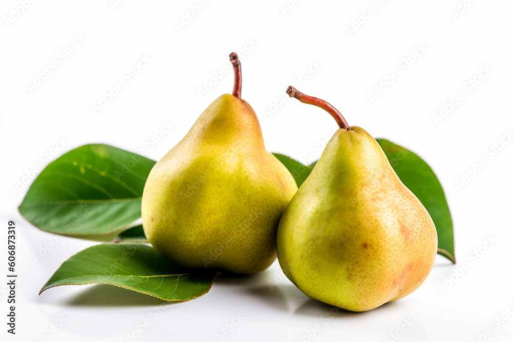 a few ripe juicy pears on a pure white background a few ripe juicy pears on a pure white background