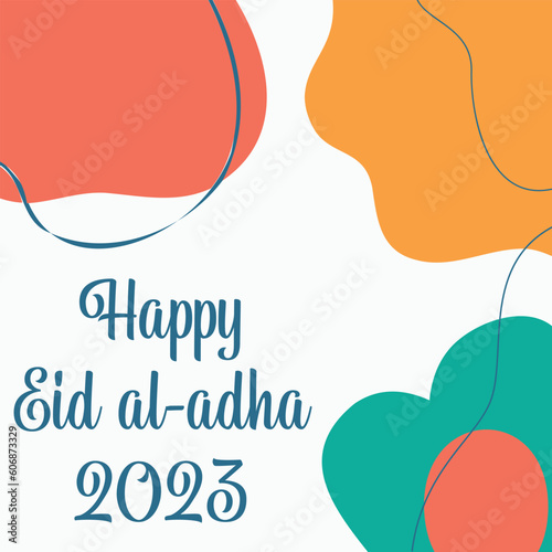 Happy Eid Al Adha social media post colorful abstract shape vector design