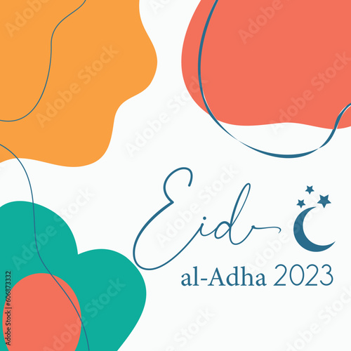 Happy Eid Al Adha social media post colorful abstract shape vector design