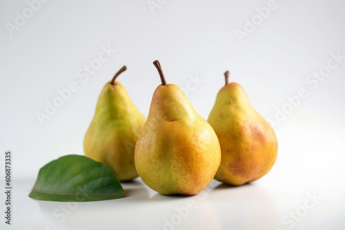a few ripe juicy pears on a pure white background