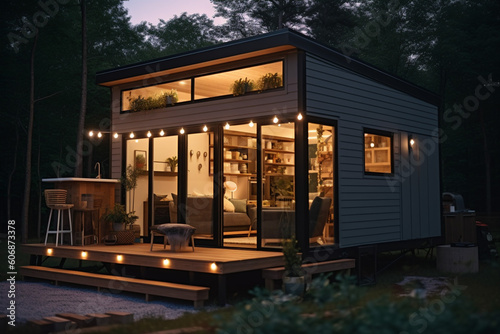Tiny Home. Compact living space designed with efficiency and style in mind to make it ideal for the modern consumer. Generative AI content