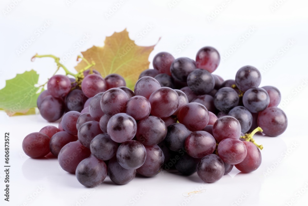 Raw organic purple grapes on white background, Generative ai Raw organic purple grapes on white background, Generative ai