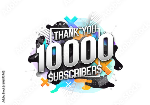 10000 subscribers. Poster for social network and followers. Vector template for your design.