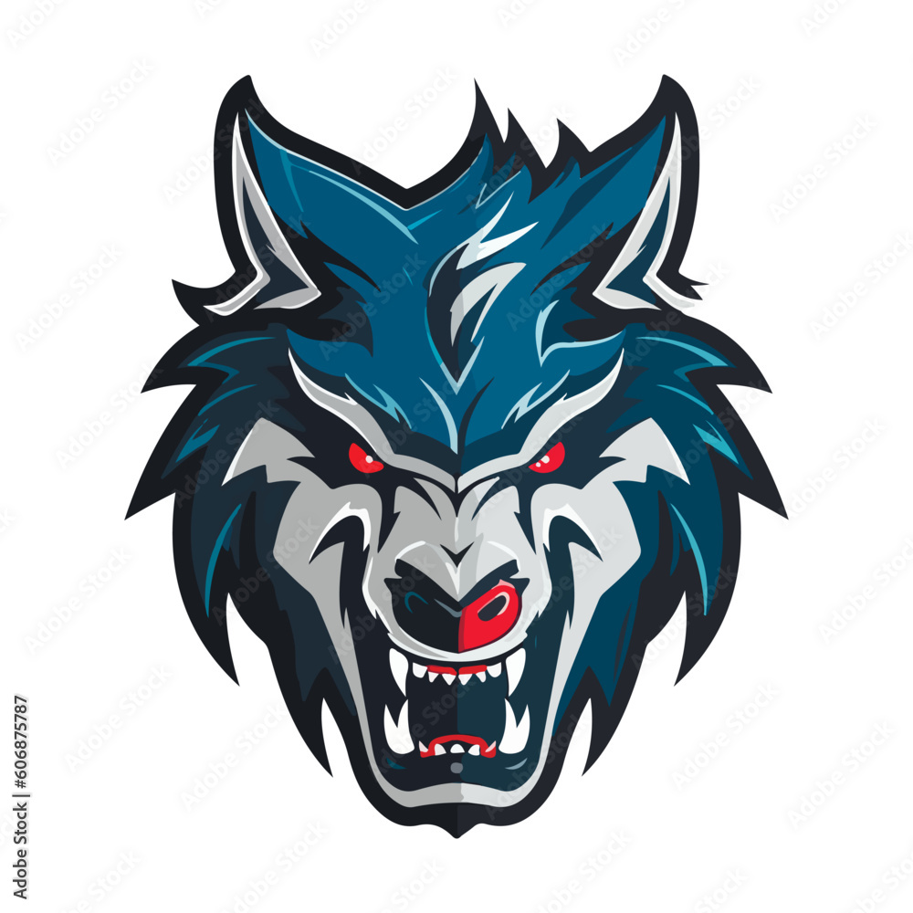Wolves mascot esport logo character design for wolf gaming and sport. Vector illustration of wolf head