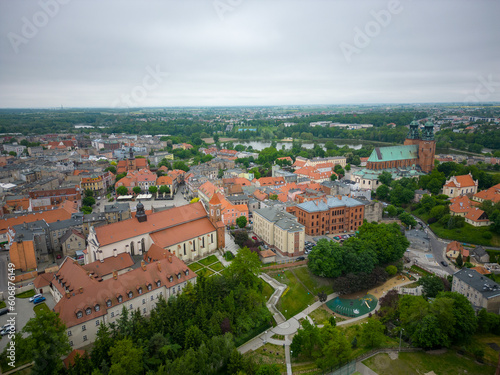 Gniezno, a city in Lesser Poland Voivodeship. Market square in the city center and architecture in the city of the former capital of Poland - Gniezno.