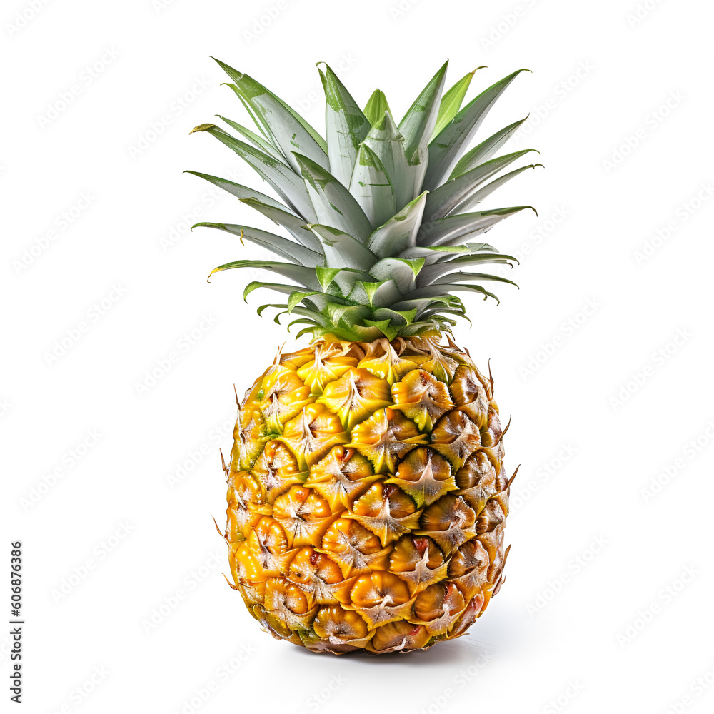 Fototapeta premium whole pineapple on a white background. AI generated Generative AI