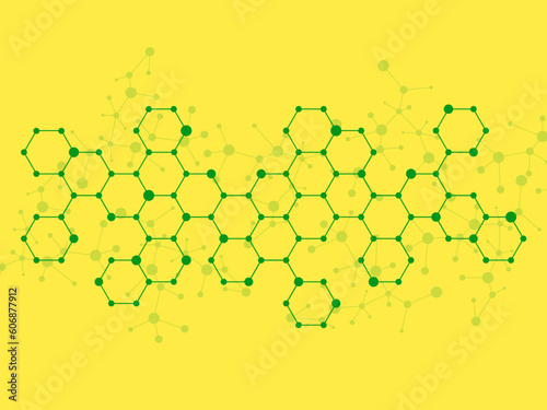Abstract hexagonal molecules, molecular structure of DNA. Technology background and science design