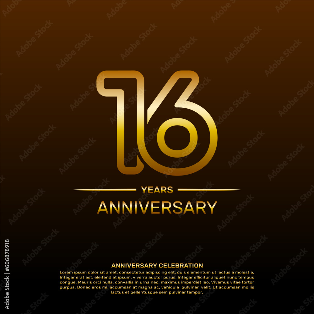 16th year anniversary design template in gold color. vector template illustration 16th year anniversary design template in gold color. vector template illustration