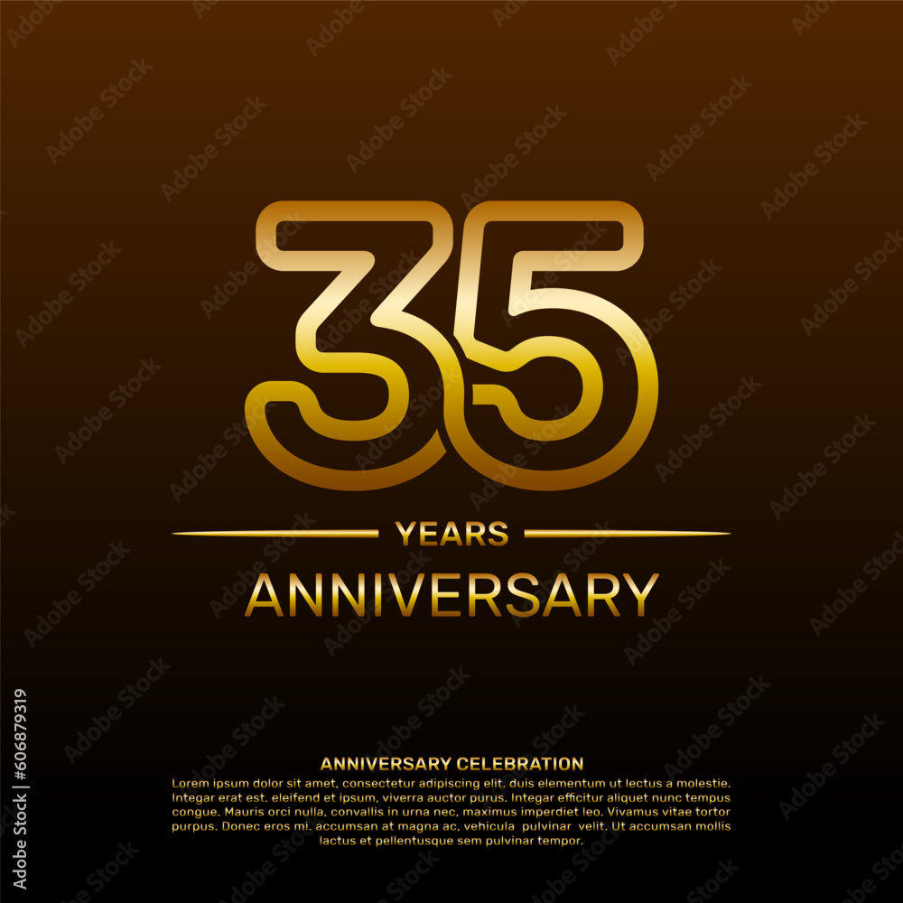 35th year anniversary design template in gold color. vector template illustration 35th year anniversary design template in gold color. vector template illustration