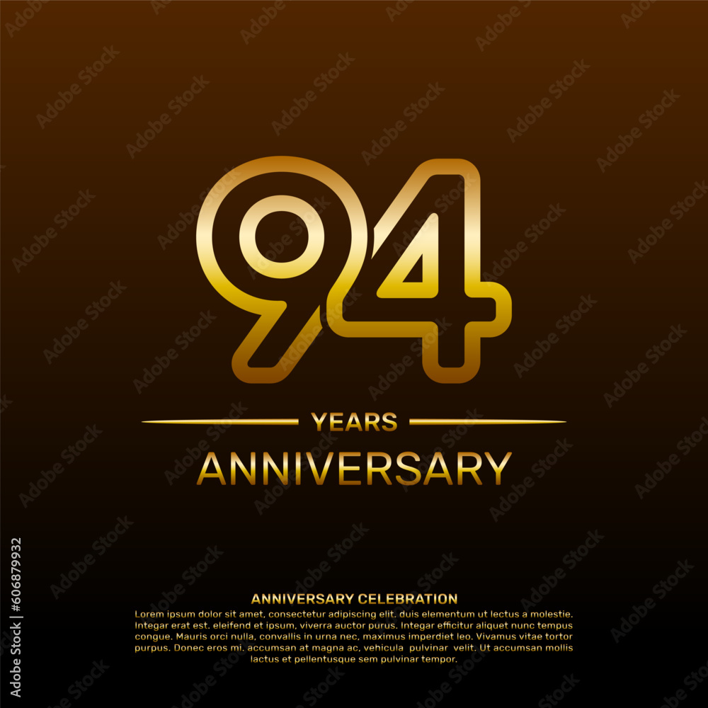 94th year anniversary design template in gold color. vector template illustration 94th year anniversary design template in gold color. vector template illustration